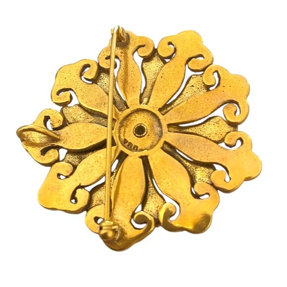 VTG MMA USA METROPOLITAN MUSEUM OF ART GOLD TONE FLOWER STONE PENDANT BROOCH PIN - Picture 2 of 8